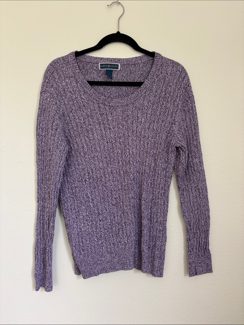 Karen Scott Lilac Marled Scoopneck Sweater